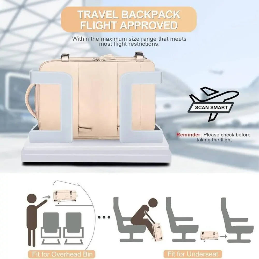 Boutique Beige Cream Travel Multi Compartment Carry‎ On Backpack